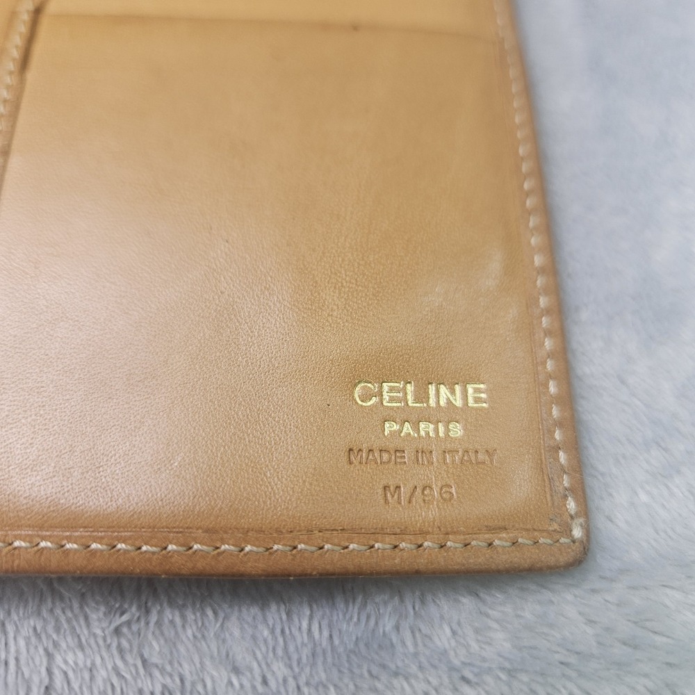Celine Macadam Triomphe Women's Brown Leather Bifold Long Wallet Authentic - Picture 9 of 12